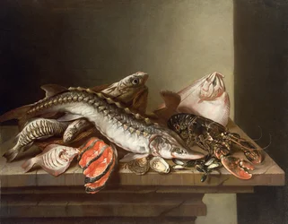 Stilleven van Vis op een Tafel